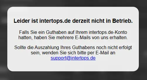 E-Mail-Kontakt auf der offiziellen Intertops-Seite
